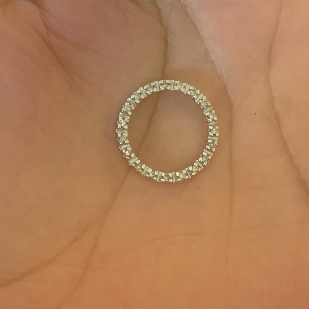 10K White Gold .19 TCW Diamond Pendant .75" 1.3g